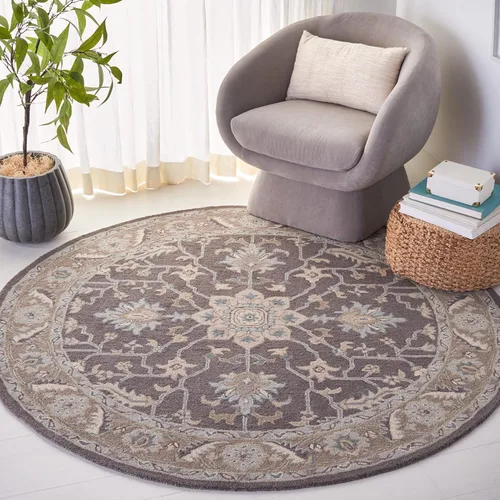 Miniatura 10 de SAFAVIEH Blossom Collection - Alfombra decorativa, 2 x 3 pies, gris oscuro y marrón claro, lana hecha a mano, ideal para zonas de alto tráfico