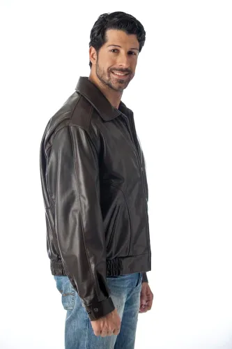 Miniatura 8 de REED Chaqueta de cuero All American Bomber para hombre, fabricada en EE. UU
