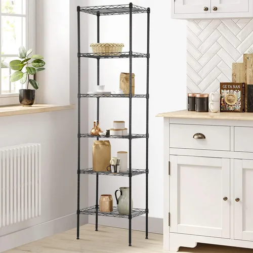 Miniatura 8 de Estantería de alambre ajustable de 6 estantes, estantes de almacenamiento de capacidad de 600 libras para armario, estante de alambre de cocina
