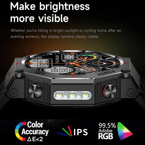 Miniatura 6 de Loluka Reloj inteligente GPS Tracker resistente al aire libre Smartwatch con brújula/linterna LED/presión de aire/altitud/respuesta/hacer llamada