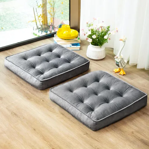 Miniatura 15 de 1 MIDDLE ONE Juego de 2 cojines de piso, cojín de meditación de espuma con memoria, cojines de piso para adultos sentados, cojines de asiento Azul