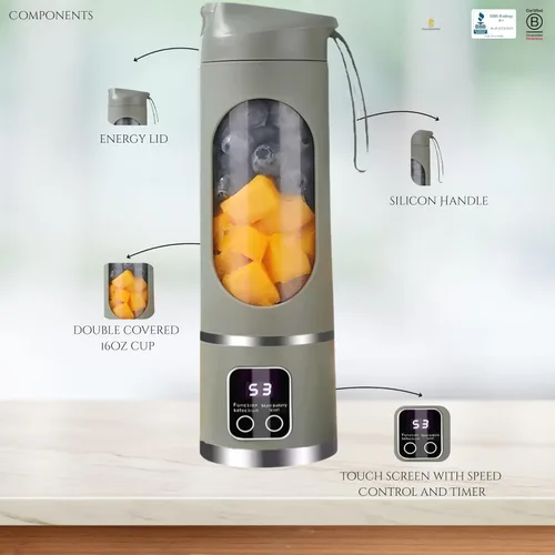 Miniatura 5 de Licuadora portátil de 16 oz/16.9 fl oz para jugos y batidos con 12 cuchillas de acero inoxidable Recargable por USB y control de múltiples