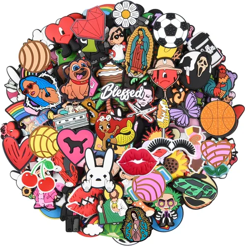 Lote de 25, 50, 100 dijes de zapatos diferentes al azar para decoración de zapatos para niños, niñas, hombres, mujeres, fiestas, regalos de