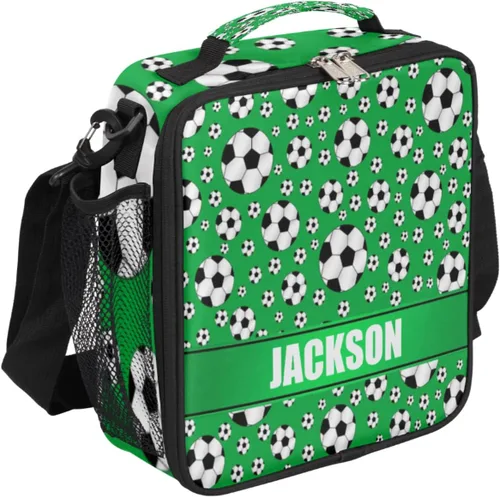 Miniatura 14 de Bolsa de almuerzo personalizada para niñas, niños, adolescentes, hombres y mujeres, regalo personalizado, bolsa de almuerzo, pelota de fútbol, azul