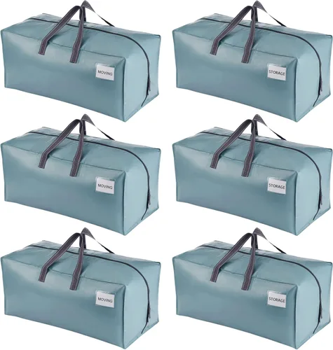 Miniatura 34 de VENO Paquete de 2 bolsas de mudanza, correas de mochila, mudanza, cajas de almacenamiento universitario, con tapas, resistentes, extragrandes, asas