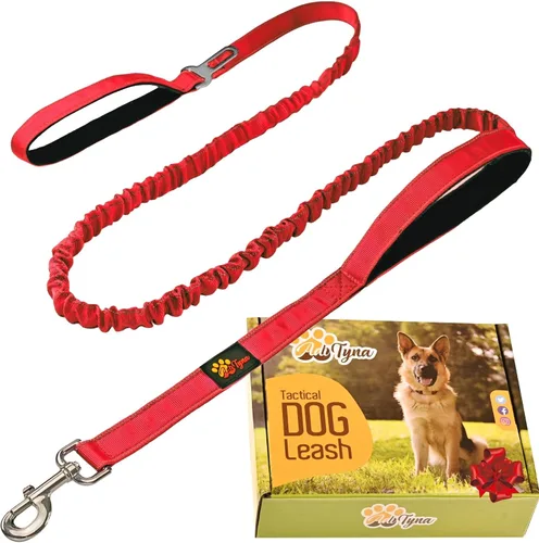 Miniatura 11 de ADITYNA Correa táctica elástica para perro de 6 pies - 7.5 pies – Correa de absorción de golpes con 2 asas acolchadas, cierre de metal, cinturón
