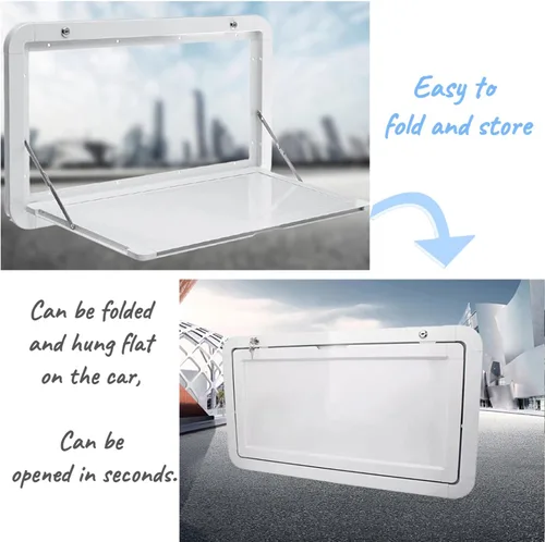 Miniatura 3 de Mesas plegables para caravanas, 31.5 x 17.7 pulgadas, mesa de pared plegable de aleación de aluminio premium, kit de mesa de pared con cerradura