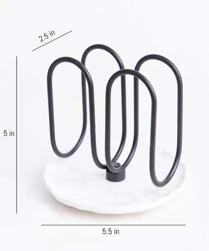 Miniatura 3 de VROOMIUM Servilletero para Mesa, Limpieza Sin Esfuerzo con Base de Cerámica, Peso de 1 lb, Servilleteros Negros para Servilletas de Papel