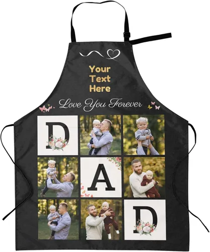 Miniatura 31 de Delantales personalizados con dos bolsillos para mujeres y hombres, delantales personalizados impresos con texto fotográfico para cocinero de cocina