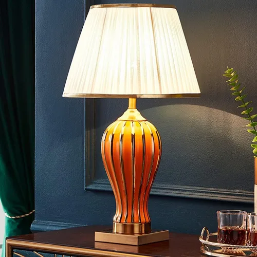 Miniatura 6 de Lámpara de mesa de cerámica china para sala de estar, decoración retro, lámpara de escritorio, dormitorio, cama, lámpara de luz cálida, estudio