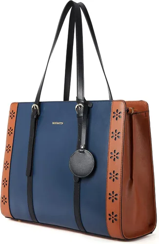 Miniatura 9 de BOSTANTEN Bolsa para laptop para mujer, 15.6 pulgadas, maletín de cuero para computadora, bolso de mano de trabajo vintage