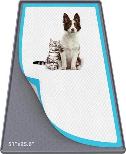 Miniatura 9 de Soporte para orina para perros, 51 x 25.6 pulgadas, de silicona, a prueba de fugas, borde alto, antiderrames, para cachorros, gatos, conejos