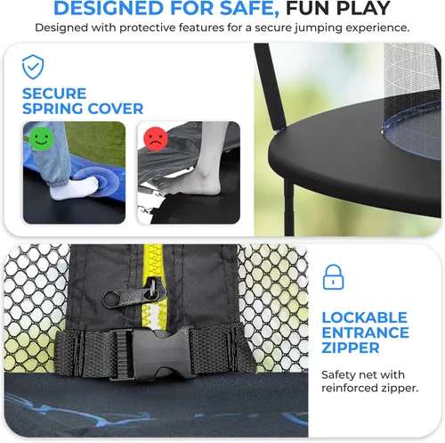 Miniatura 3 de SereneLife Trampoline Outdoor 8FT 10FT 12FT 14FT with Enclosure Net, Ladder and Anti-Rust Coating - ASTM Approved Recreational Trampolines - Heavy