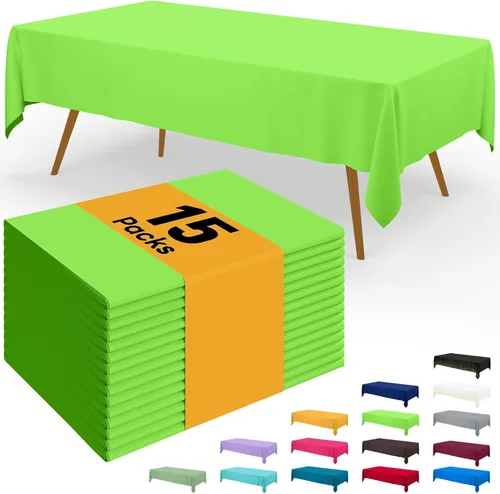 Miniatura 127 de Smiry - Juego de 6 manteles desechables, 54 x 78 pulgadas, manteles impermeables rectangulares para fiestas, cubierta de mesa de plástico