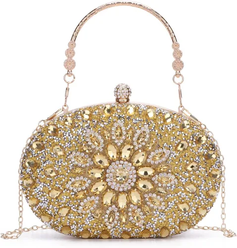 Bolso de mano de noche con diamantes de imitación para mujer, bolsa de mano con diamantes brillantes y brillantes, bolsa de fiesta de boda de cristal