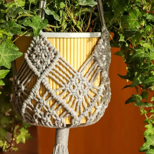 Miniatura 17 de Maceta Colgante con Patrones, Juego de 4 Colgadores de Macramé para Plantas de Interior, para Macetas de hasta 8 Pulgadas, Soporte de Ganchillo Boho