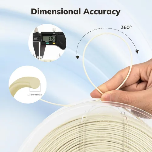 Miniatura 2 de AMOLEN - Filamento para impresora 3D PLA, filamento PLA de alta velocidad de 600 mm/s de 1.75 mm, color blanco hueso (beige arena), 1 kg/2.2 lb