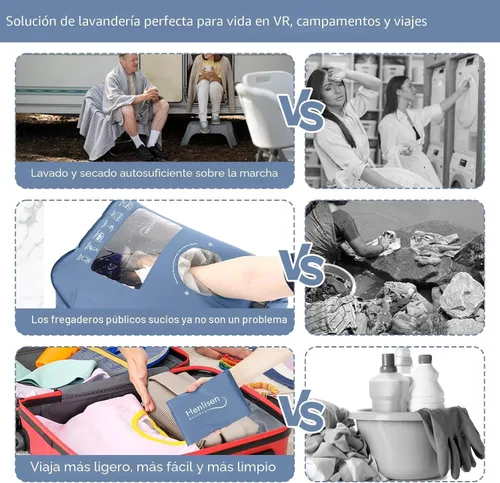 Miniatura 3 de Bolsa de Lavado Máquina de Lavar Portátil para Camping Viajes Lavandería Bolsa de Lavado Ropa de Bebé Lavadora Manual Bolsas Secas Lavado de Manos