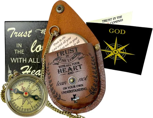 God’s Compass – Christian Brass Compass Gift Set with Engraved Bible Verses | Faith-Based Religious Gifts for Graduation, Baptism, Confirmation &