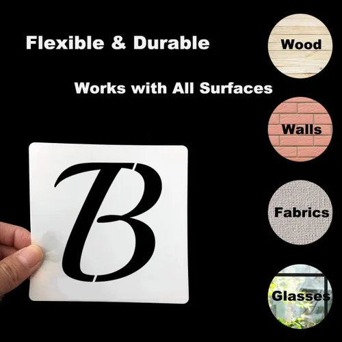Miniatura 7 de Plantillas de letras del alfabeto de 4 pulgadas para pintar, paquete de 70 plantillas de letras y números con letreros para pintar sobre madera