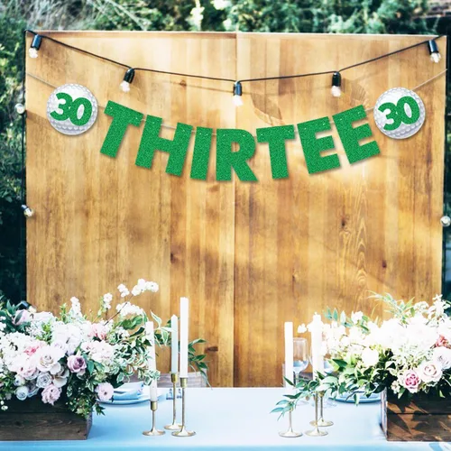 Miniatura 6 de Decoraciones de cumpleaños de 30 para mujeres y hombres, pre-encordadas con purpurina para fiesta de cumpleaños, cartel divertido para fiesta