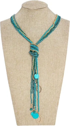 Miniatura 2 de COIRIS - Collar largo con cuentas de semillas múltiples, 10 collares largos con nudo de corbata para mujeres y niñas