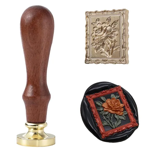 Miniatura 5 de Sello de cera – Sello de cera de sellado de semillas de loto, sello floral y vegetal, cabeza de sello de flor de loto ovalada para tarjetas, sobres