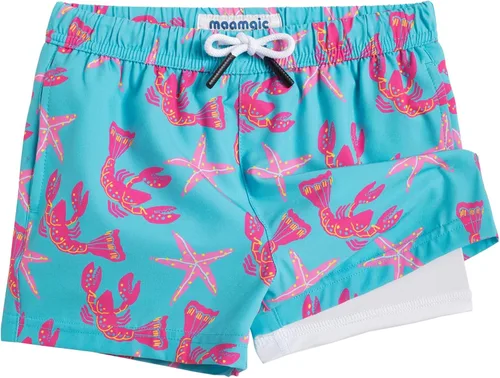 maamgic Traje de baño para niños con forro de compresión, elástico en 4 direcciones, secado rápido, pantalones cortos de natación para niños pequeños