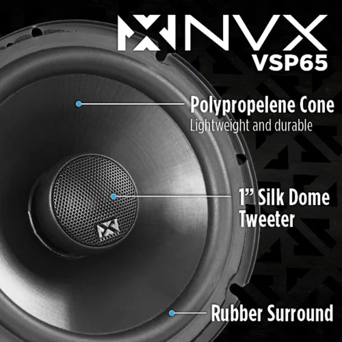 Miniatura 3 de NVX VSP65 - Altavoces para automóvil de 6.5 pulgadas, 600 W máximo, 200 W RMS, coaxial de 2 vías de 6-1/2 pulgadas con tweeters de cúpula de seda