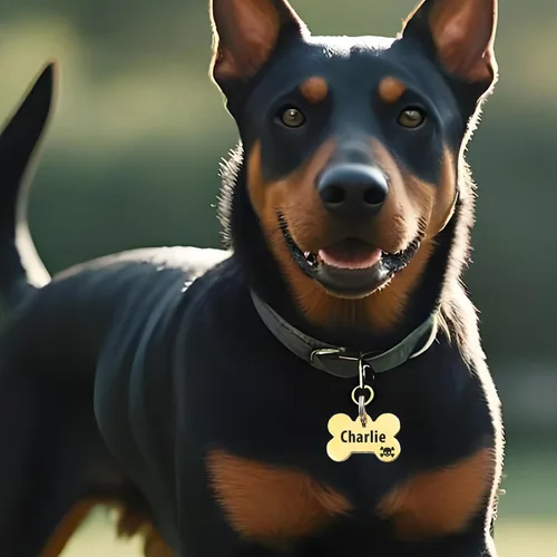 Miniatura 2 de Bonita placa de identificación de mascotas de acero inoxidable grabada en ambos lados, etiquetas personalizadas para gatos y perros para colgante