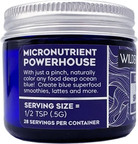 Miniatura 2 de Wilderness Poets, Espirulina azul orgánica – 100% ficocianina (0.5 oz. Tarro de vidrio azul) – Natural – Sin maltodextrina, rellenos o conservantes