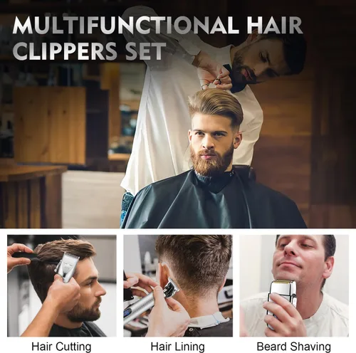 Miniatura 7 de Suttik Juego de cortapelos profesional para hombres, afeitadoras eléctricas de aluminio para hombres, kit de peluquería y recortadora con estuche