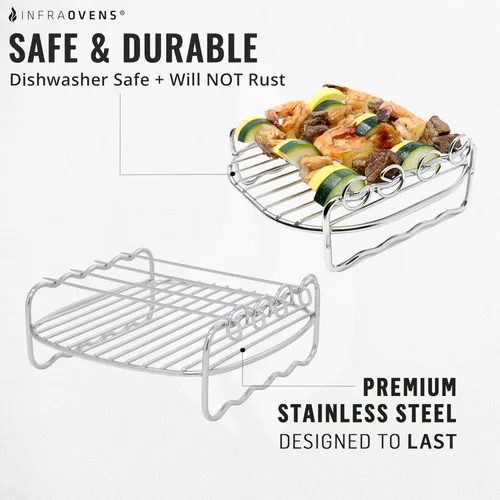 Miniatura 2 de Rejilla de brocheta para freidora de aire compatible con Cosori, Chefman, Philips y más, accesorios para freidora de aire Kabob de doble estante