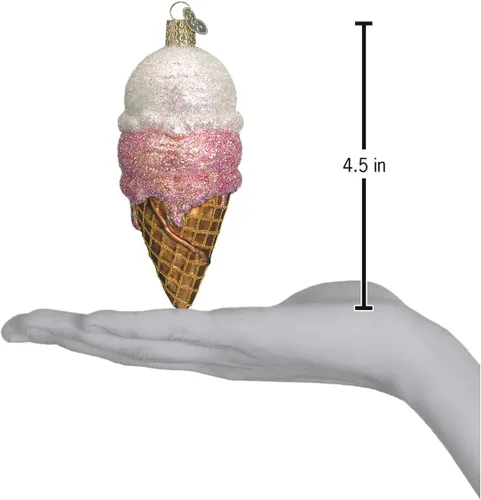 Miniatura 3 de Old World Christmas - Adorno de cono de helado de vidrio soplado para árbol de Navidad, decoración festiva hecha a mano, colección de helados