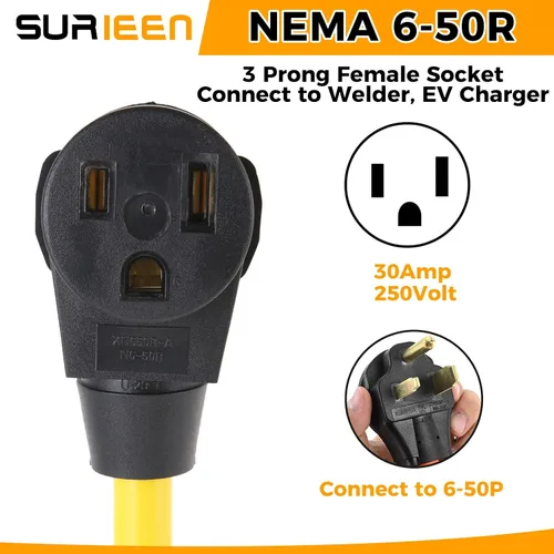 Miniatura 3 de NEMA L14-30P a 6-50R Generador Soldador Adaptador Cable Enchufe Cable de 1.5 Pies, Adaptador de Generador de 4 a 3 clavijas 125/250 V, Cable