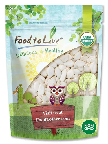 Food to Live Semillas de calabaza cruda orgánica en cáscara, 8 onzas, sin OMG, secas, sin sal, sin tostar, veganas, a granel. Buena fuente de