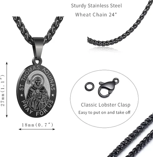 Miniatura 32 de P. BLAKE Collar ovalado de San Cristóbal, Miguel, José, Jude/Virgen María/José/Francisco/Patrick/Anthony/Benedict/Thomas para hombres y mujeres