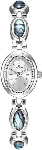Miniatura 16 de CARLIEN Reloj de pulsera de cuarzo ovalado para mujer, de lujo, delicado, dorado, plateado, perla y números arábigos, fácil de leer, resistente al