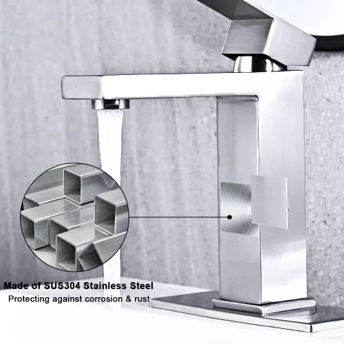 Miniatura 5 de AVSIILE Grifo de Baño de Níquel Cepillado, Grifo de Baño de Vanidad de Un Solo Agujero, Grifo de Baño Moderno de Acero Inoxidable de Una Sola Manija