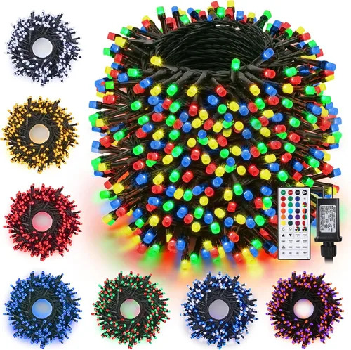 Miniatura 8 de Toodour Guirnalda de luces RGB de 66 pies, 200 luces LED que cambian de color con control remoto y temporizador, luces pastel impermeables