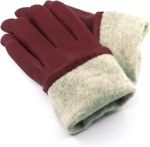 Miniatura 3 de Guantes de piel de cordero de napa para mujer con forro de cachemira cálido