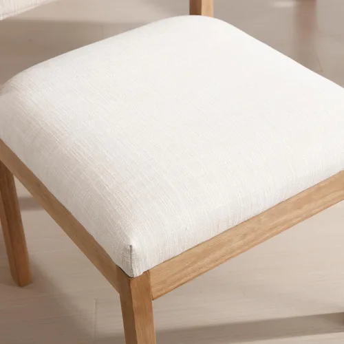 Miniatura 5 de RIVOVA Juego de 2 sillas de comedor de lino, cómodas sillas de cocina tapizadas con patas de madera, sillas de cocina modernas de mediados de siglo