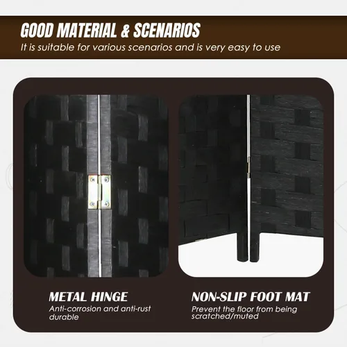 Miniatura 6 de PayLessHere Divisor de ambientes de malla de madera de 6 pies, tejido a mano, pantalla de división portátil plegable para interiores de 4 paneles