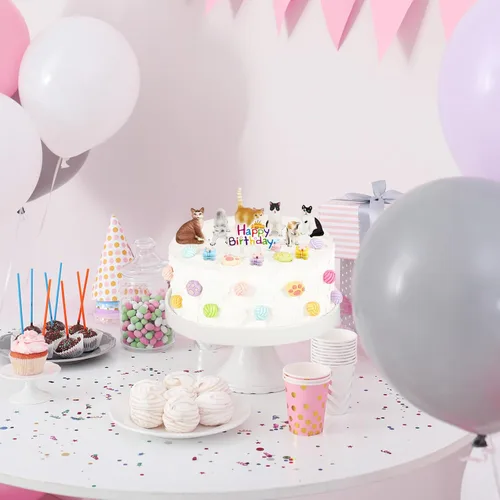 Miniatura 6 de 26 piezas de decoración de pastel de gato, figuritas lindas de pastel de cumpleaños, decoraciones de pastel de pata de gato, decoración de fiesta