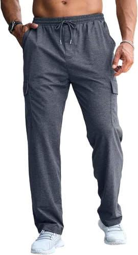 CTU Pantalones deportivos holgados de moda para hombre, ligeros, para entrenamiento, pantalones deportivos con parte inferior abierta con bolsillos