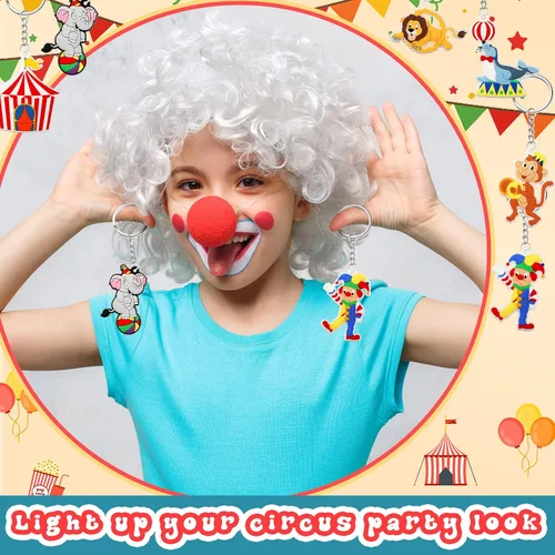 Miniatura 5 de Taiyin 30 piezas de regalos de fiesta de circo ninja payaso animales pirata llavero para carnaval fiesta de cumpleaños suministros (circo)