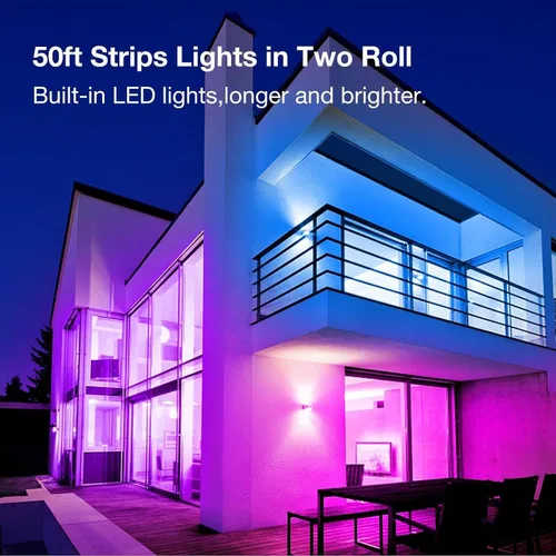 Miniatura 2 de VOLIVO Tiras de Luces LED de 50 Pies, Kit de Tiras de Luces LED que Cambian de Color con Control Remoto IR de 44 Teclas, Iluminación