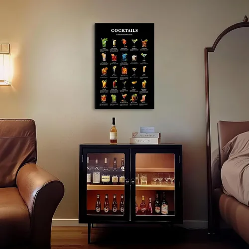 Miniatura 6 de Arte de pared de cóctel, pósteres de conocimiento, vintage, cocteles, mixología, fotos, carrito de bar, accesorios e impresiones de pintura, cocina