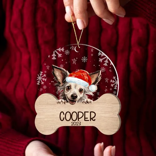 Miniatura 71 de Nazenti American Pit Bull Terrier Adorno de Navidad, adorno de perro fotográfico, adorno de perro personalizado, adornos de fotos de madera