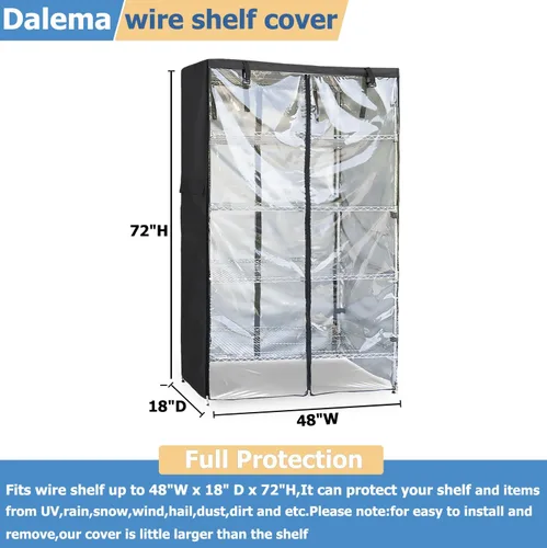 Miniatura 3 de Cubierta de estante impermeable, para exteriores, 600D, de servicio pesado, resistente al polvo, 48 x 18 x 72 pulgadas, fundas de estante para Negro